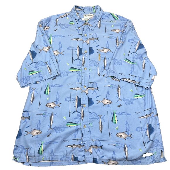 Columbia Sportswear Big Fish Button Down Shirt Mens XL Short Sleeve Casual Top - Picture 1 of 9